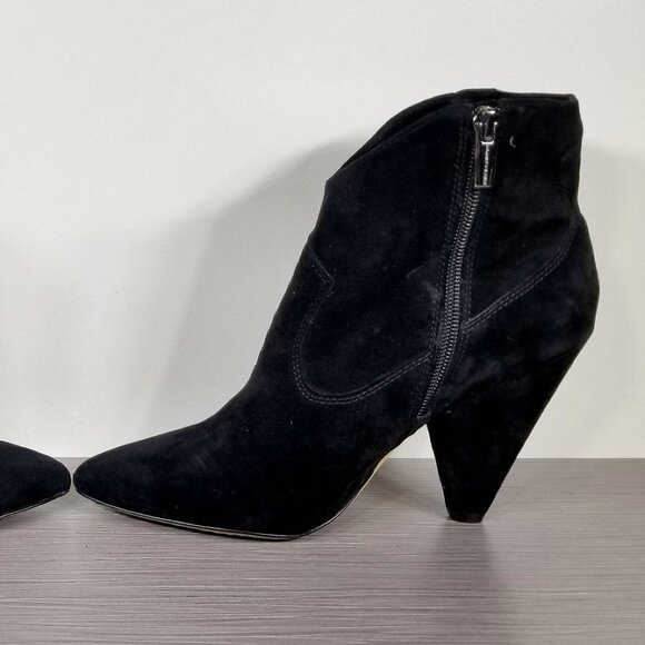 Vince Camuto Side Zip Bootie, Black Suede, Womens Size 7.5 M / 38 - Picture 8 of 12